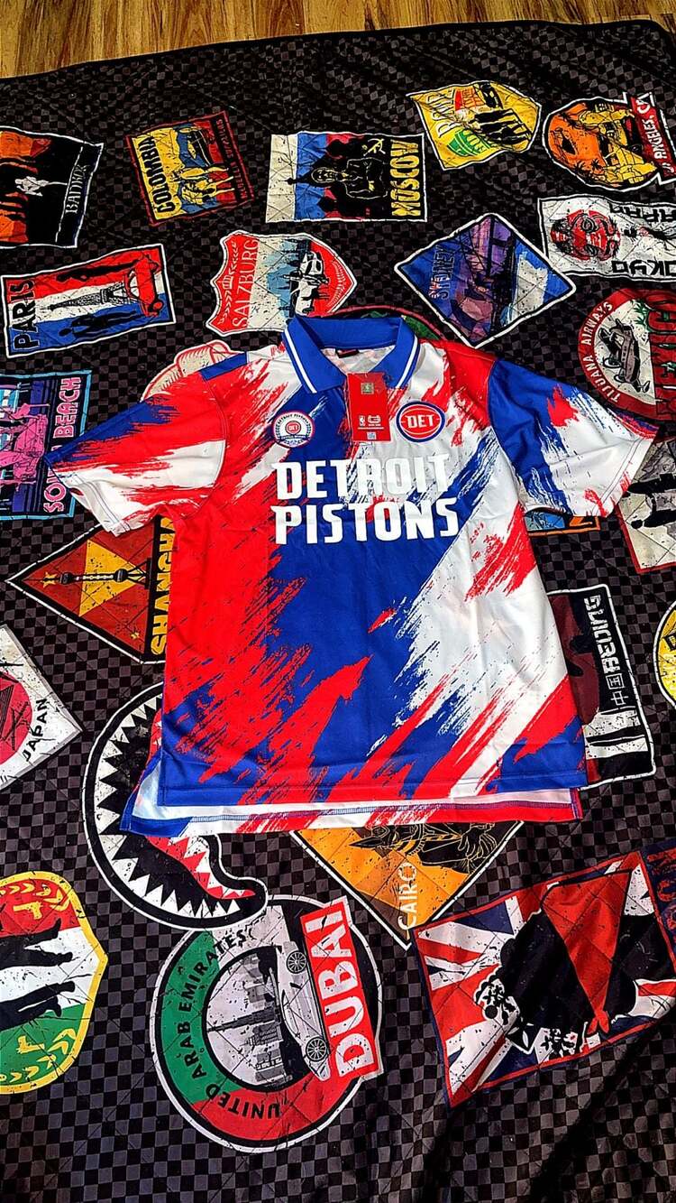 Detroit Pistons Copacabana Soccer Style Jersey Top